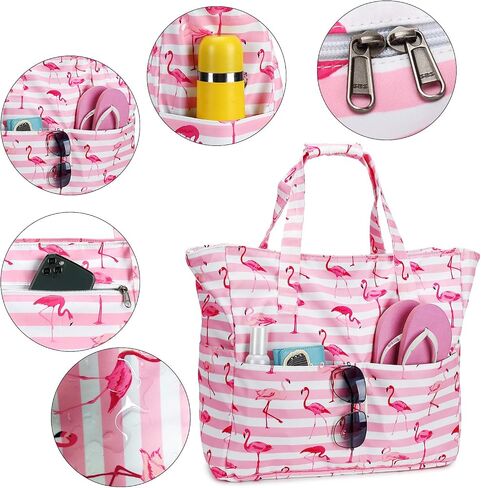 LEDAOU Beach Bag for Women Waterproof Sandproof Tote Bag Pool Bag with Zipper for Gym Shopping Travel with Wet Pocket in Saudi Arabia