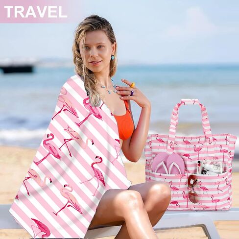 LEDAOU Beach Bag for Women Waterproof Sandproof Tote Bag Pool Bag with Zipper for Gym Shopping Travel with Wet Pocket in Saudi Arabia