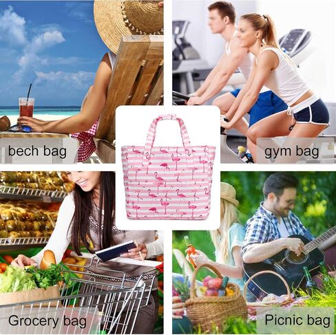 LEDAOU Beach Bag for Women Waterproof Sandproof Tote Bag Pool Bag with Zipper for Gym Shopping Travel with Wet Pocket in Saudi Arabia