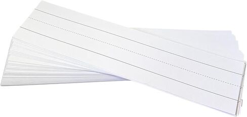 Ruled Sentence Strips, Thick Paper - 80lb Cardstock 3 x 18 Inches, White, Pack of 100 - Ideal for Classrooms, Offices, or Homes in Kuwait