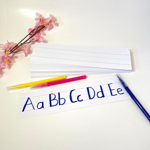 Ruled Sentence Strips, Thick Paper - 80lb Cardstock 3 x 18 Inches, White, Pack of 100 - Ideal for Classrooms, Offices, or Homes in Kuwait