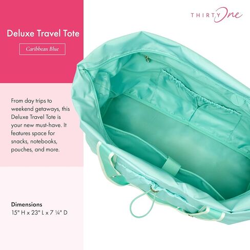 Thirty-One Gifts Deluxe Travel Tote Bag, Multiple-Pocket Tote Bag for Travel and Work, Caribbean Blue in Saudi Arabia
