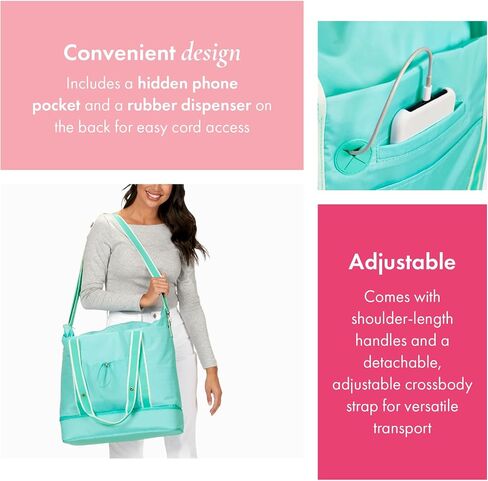 Thirty-One Gifts Deluxe Travel Tote Bag, Multiple-Pocket Tote Bag for Travel and Work, Caribbean Blue in Saudi Arabia