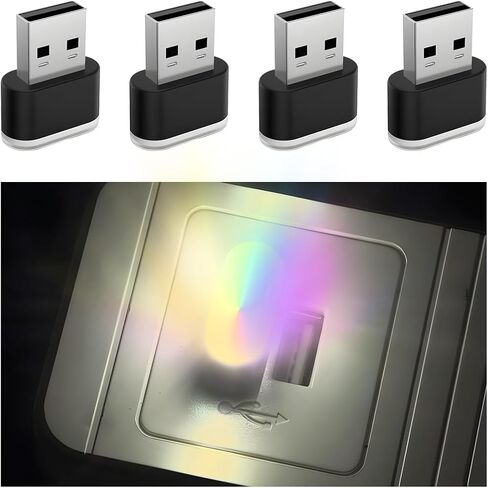 4PCS USB LED Car Interior Atmosphere Lamp, Portable Plug-in Mini Vehicle Night Light, Automotive Trunk Ambient Lighting Decoration Kit, Universal for SUV Sedan Truck (Blue) in Saudi Arabia