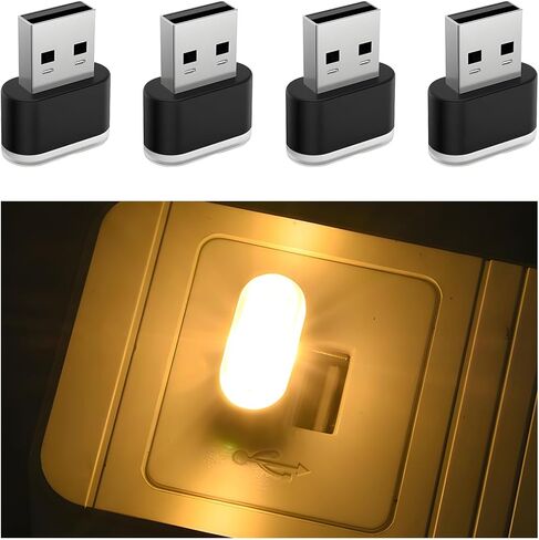 4PCS USB LED Car Interior Atmosphere Lamp, Portable Plug-in Mini Vehicle Night Light, Automotive Trunk Ambient Lighting Decoration Kit, Universal for SUV Sedan Truck (Blue) in Saudi Arabia