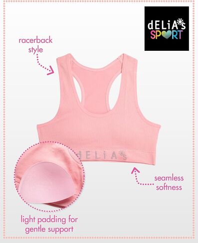 صدرية Girls Sports - 3 حزمة Soft Sofflist Seamless Racerback مبطنة الدعم حمالات الصدر للفتيات (الأحجام: 32-36) in Kuwait