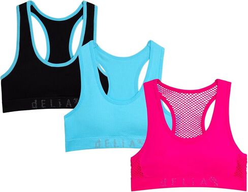 صدرية Girls Sports - 3 حزمة Soft Sofflist Seamless Racerback مبطنة الدعم حمالات الصدر للفتيات (الأحجام: 32-36) in Kuwait