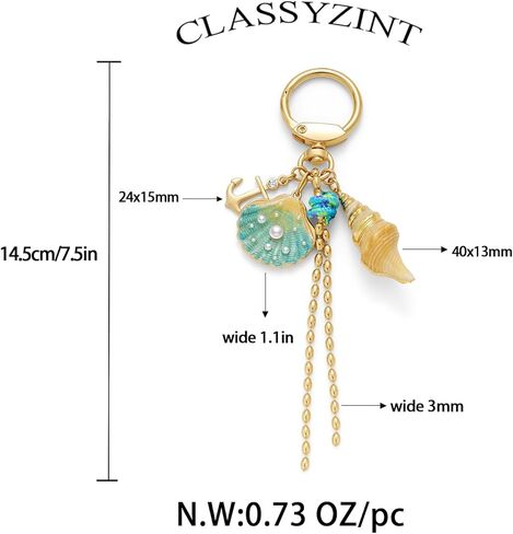 Classyzint Ocean موضوع مفاتيح keychain claw Claw Clasp Shell/Bow/Pearl Charms الشاطئ العطلات والملحقات اليومية in Saudi Arabia