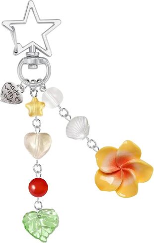 Agromusk Hibiscus Flower Keychain,Cute Y2K Hawaiian Tropical Flowers Keychains Aesthetic Star Summer Beach Decor for Women in Kuwait