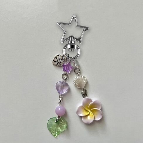 Agromusk Hibiscus Flower Keychain,Cute Y2K Hawaiian Tropical Flowers Keychains Aesthetic Star Summer Beach Decor for Women in Kuwait
