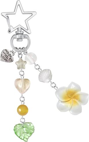 Agromusk Hibiscus Flower Keychain,Cute Y2K Hawaiian Tropical Flowers Keychains Aesthetic Star Summer Beach Decor for Women in Kuwait