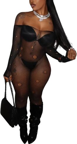 Buitifo Lingerie for Woman Sexy Bodysuit Fishnet Bodystocking Mesh Tights Sheer Jumpsuit in Kuwait
