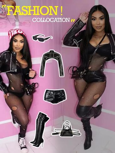 Buitifo Lingerie for Woman Sexy Bodysuit Fishnet Bodystocking Mesh Tights Sheer Jumpsuit in Kuwait