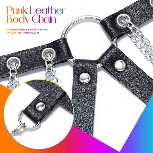 BODIY Black Leather Chest Chain Bra Punk Layered Chest Jewelry Tassel Body Accessories for Women in Saudi Arabia
