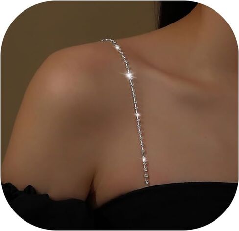 Simple Rhinestone Bra Straps,2Pcs Rhinestones Bra Shoulder Chain,Crystal Lingerie Straps,Wedding Bridal Rhinestone Underwear Chain for Women Body Jewelry in Saudi Arabia