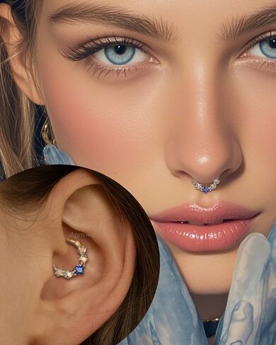 حلقات حاجز CZ ملونة ، مجوهرات الحاجز 16G ، أقراط اللولب اللولبية للنساء ، المجوهرات الحاجز المصنوعة من الفولاذ المقاوم للصدأ in Saudi Arabia