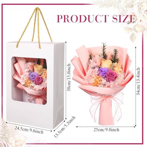 Preserved Flowers Bouquet Graduation Flowers Bouquet Gift Forever Natural Real Roses Gifts for Teacher Student Birthday Anniversary Wedding Home Decor(Light Pink,Stylish) in Saudi Arabia