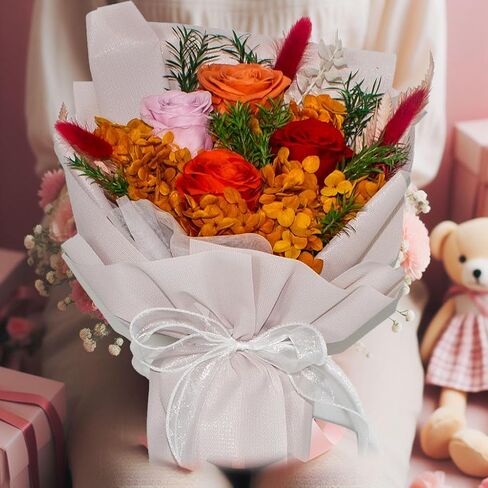 Flowers Bouquet Preserved Rose Flower For Her Valentines Mother Day Wedding Birthday Purple in Saudi Arabia