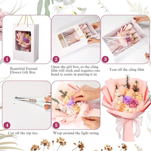 Preserved Flowers Bouquet Graduation Flowers Bouquet Gift Forever Natural Real Roses Gifts for Teacher Student Birthday Anniversary Wedding Home Decor(Light Pink,Stylish) in Saudi Arabia