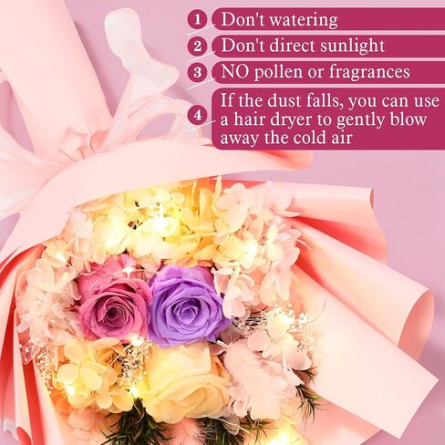 Preserved Flowers Bouquet Graduation Flowers Bouquet Gift Forever Natural Real Roses Gifts for Teacher Student Birthday Anniversary Wedding Home Decor(Light Pink,Stylish) in Saudi Arabia