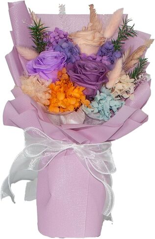 Flowers Bouquet Preserved Rose Flower For Her Valentines Mother Day Wedding Birthday Purple in Saudi Arabia