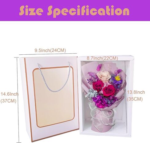Flowers Bouquet Preserved Rose Flower For Her Valentines Mother Day Wedding Birthday Purple in Saudi Arabia