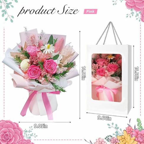 Preserved Flowers Bouquet,Flowers for Delivery Prime, Roses Bouquets with Gift Box for Mother Day,Birthday,Women, Christmas,Valentines, Anniversary (Pink) in Saudi Arabia