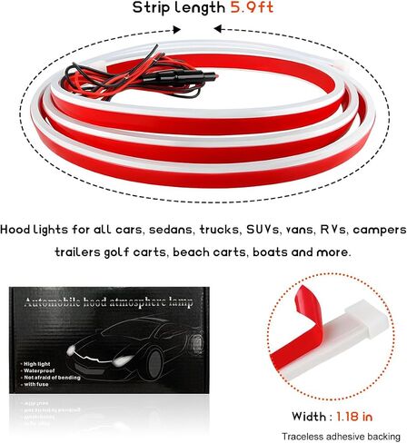 شريط ضوء غطاء محرك السيارة ، 71 بوصة مرنة DRL DRL Dynamic Scan Start Up Hoodbeam Kit ، مقاوم للماء 12 فولت شرائح مصباح الأمامي تغطية محرك ، ملحقات السيارة الخارجية in Saudi Arabia