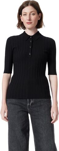 Women's Cleo Half Sleeve Ribbed Polo Shirt Standard in Kuwait