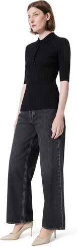 Women's Cleo Half Sleeve Ribbed Polo Shirt Standard in Kuwait
