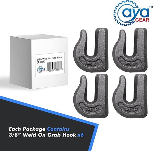 Weld-on Grab Chain Hook 3/8-in Heavy Duty Tow Hook G70 Forged Steel Tractor Hook Weldable for Car, Truck,SUV, RV,UTV,Tractors (2Pcs) in Kuwait
