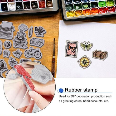 GLOBLELAND Vintage Postcard Background Cling Rubber Stamp 7.09x8.66inch Labels EVA Stamps Embossing Stamp Seal for DIY Scrapbooking and Card Making Paper Craft Decor in Saudi Arabia