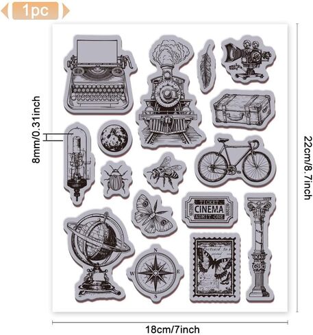 GLOBLELAND Vintage Postcard Background Cling Rubber Stamp 7.09x8.66inch Labels EVA Stamps Embossing Stamp Seal for DIY Scrapbooking and Card Making Paper Craft Decor in Saudi Arabia