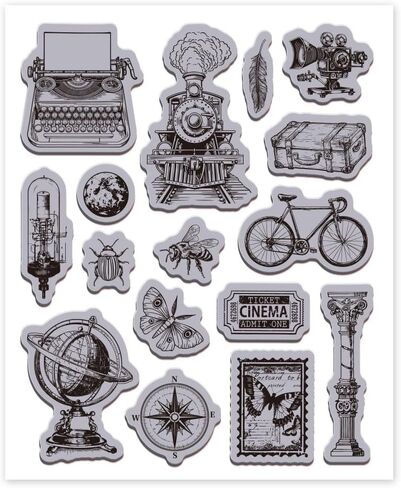 GLOBLELAND Vintage Postcard Background Cling Rubber Stamp 7.09x8.66inch Labels EVA Stamps Embossing Stamp Seal for DIY Scrapbooking and Card Making Paper Craft Decor in Saudi Arabia
