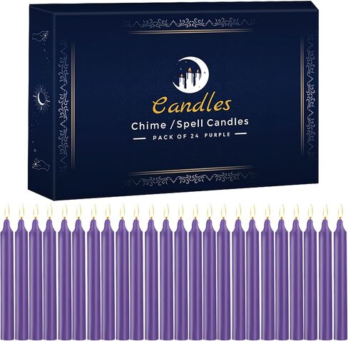 24 Pack Multicolor Spell Chime Candles – Premium Mini Unscented Taper Candles for Rituals, Prayer, Meditation, Altar, Spells – 4" Tall – Ideal for Witches & Spiritual Practices in Saudi Arabia