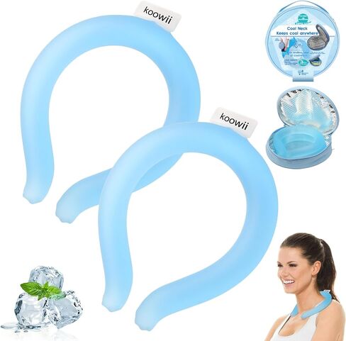 2-Pack Reusable Neck Cooling Tubes with Insulated Bag – Instant Ice Cooling Rings for Heat Relief, Outdoor Sports, and Summer Activities Size M (Powder Blue, Set of 2) in Saudi Arabia