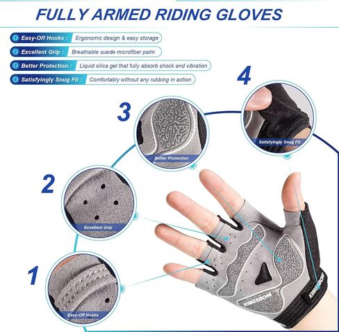 KINGSBOM Breathable Cycling Gloves, Shock-Absorbing Bike Gloves with Light Silicone Gel Pad, Anti-Slip Bicycle Gloves for Men and Women in Kuwait