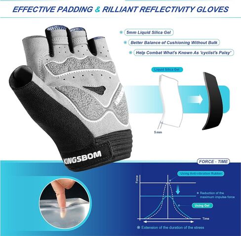 KINGSBOM Breathable Cycling Gloves, Shock-Absorbing Bike Gloves with Light Silicone Gel Pad, Anti-Slip Bicycle Gloves for Men and Women in Kuwait