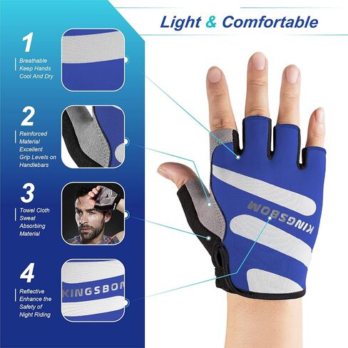 KINGSBOM Breathable Cycling Gloves, Shock-Absorbing Bike Gloves with Light Silicone Gel Pad, Anti-Slip Bicycle Gloves for Men and Women in Kuwait