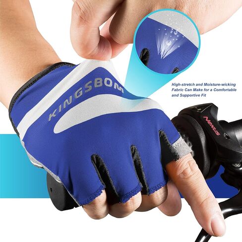 KINGSBOM Breathable Cycling Gloves, Shock-Absorbing Bike Gloves with Light Silicone Gel Pad, Anti-Slip Bicycle Gloves for Men and Women in Kuwait