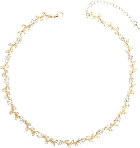 Austrian Crystal Rhinestone Choker Necklace Elegant Flower Leaf Chain Necklace Jewelry for Party Prom Costume Accessories for Women in Saudi Arabia