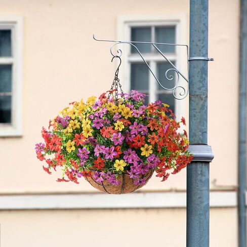 INQCMY Artificial Faux Hanging Flowers Plants Basket for Outdoor Spring Decoration,Fake Silk Colorful Daisy in Planter UV Resistant Realistic for Outside Home Porch Patio Yard Balcony Decor in Saudi Arabia