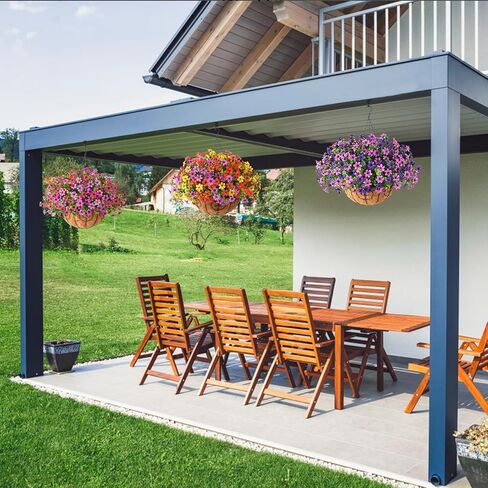 INQCMY Artificial Faux Hanging Flowers Plants Basket for Outdoor Spring Decoration,Fake Silk Colorful Daisy in Planter UV Resistant Realistic for Outside Home Porch Patio Yard Balcony Decor in Saudi Arabia
