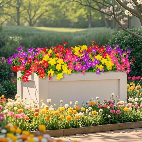 16 Bundles Artificial Flowers for Outdoors Decoration Fake Silk Flowers UV Resistant Faux Plastic Plants for Spring Summer Garden Yard Porch Window Box Home Indoor Outdoor Decor, Mixed in Kuwait