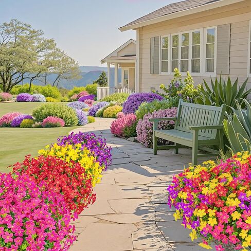16 Bundles Artificial Flowers for Outdoors Decoration Fake Silk Flowers UV Resistant Faux Plastic Plants for Spring Summer Garden Yard Porch Window Box Home Indoor Outdoor Decor, Mixed in Kuwait