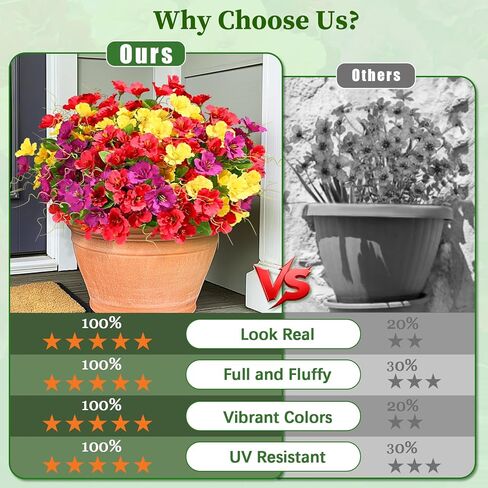 حزم Dolicer 6 تبدو أزهارًا اصطناعية حقيقية للهواء الطلق ، والزهور الواقعة المزيفة في الهواء الطلق ، وأشعة فوق البنفسجية مقاومة في الهواء الطلق الزهور الحريرية فو ، زهور المزارعين في الهواء الطلق ، مربع نافذة الفناء الفناء في الهواء الطلق in Kuwait