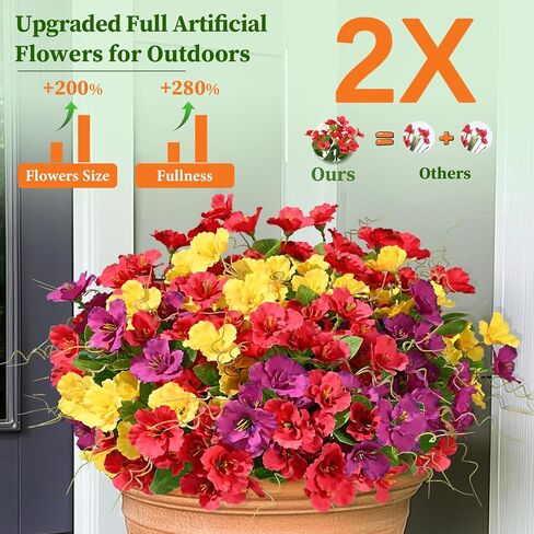 حزم Dolicer 6 تبدو أزهارًا اصطناعية حقيقية للهواء الطلق ، والزهور الواقعة المزيفة في الهواء الطلق ، وأشعة فوق البنفسجية مقاومة في الهواء الطلق الزهور الحريرية فو ، زهور المزارعين في الهواء الطلق ، مربع نافذة الفناء الفناء في الهواء الطلق in Kuwait