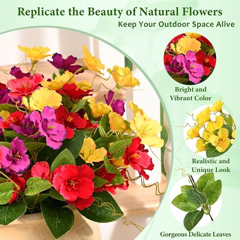 حزم Dolicer 6 تبدو أزهارًا اصطناعية حقيقية للهواء الطلق ، والزهور الواقعة المزيفة في الهواء الطلق ، وأشعة فوق البنفسجية مقاومة في الهواء الطلق الزهور الحريرية فو ، زهور المزارعين في الهواء الطلق ، مربع نافذة الفناء الفناء في الهواء الطلق in Kuwait