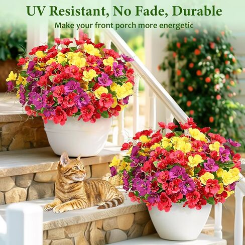 حزم Dolicer 6 تبدو أزهارًا اصطناعية حقيقية للهواء الطلق ، والزهور الواقعة المزيفة في الهواء الطلق ، وأشعة فوق البنفسجية مقاومة في الهواء الطلق الزهور الحريرية فو ، زهور المزارعين في الهواء الطلق ، مربع نافذة الفناء الفناء في الهواء الطلق in Kuwait