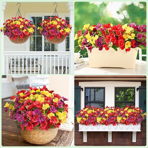 حزم Dolicer 6 تبدو أزهارًا اصطناعية حقيقية للهواء الطلق ، والزهور الواقعة المزيفة في الهواء الطلق ، وأشعة فوق البنفسجية مقاومة في الهواء الطلق الزهور الحريرية فو ، زهور المزارعين في الهواء الطلق ، مربع نافذة الفناء الفناء في الهواء الطلق in Kuwait